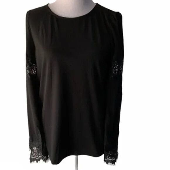 🆕 Adrianna Papell Bell Sleeve Knit Lace Top size M - Picture 1 of 8